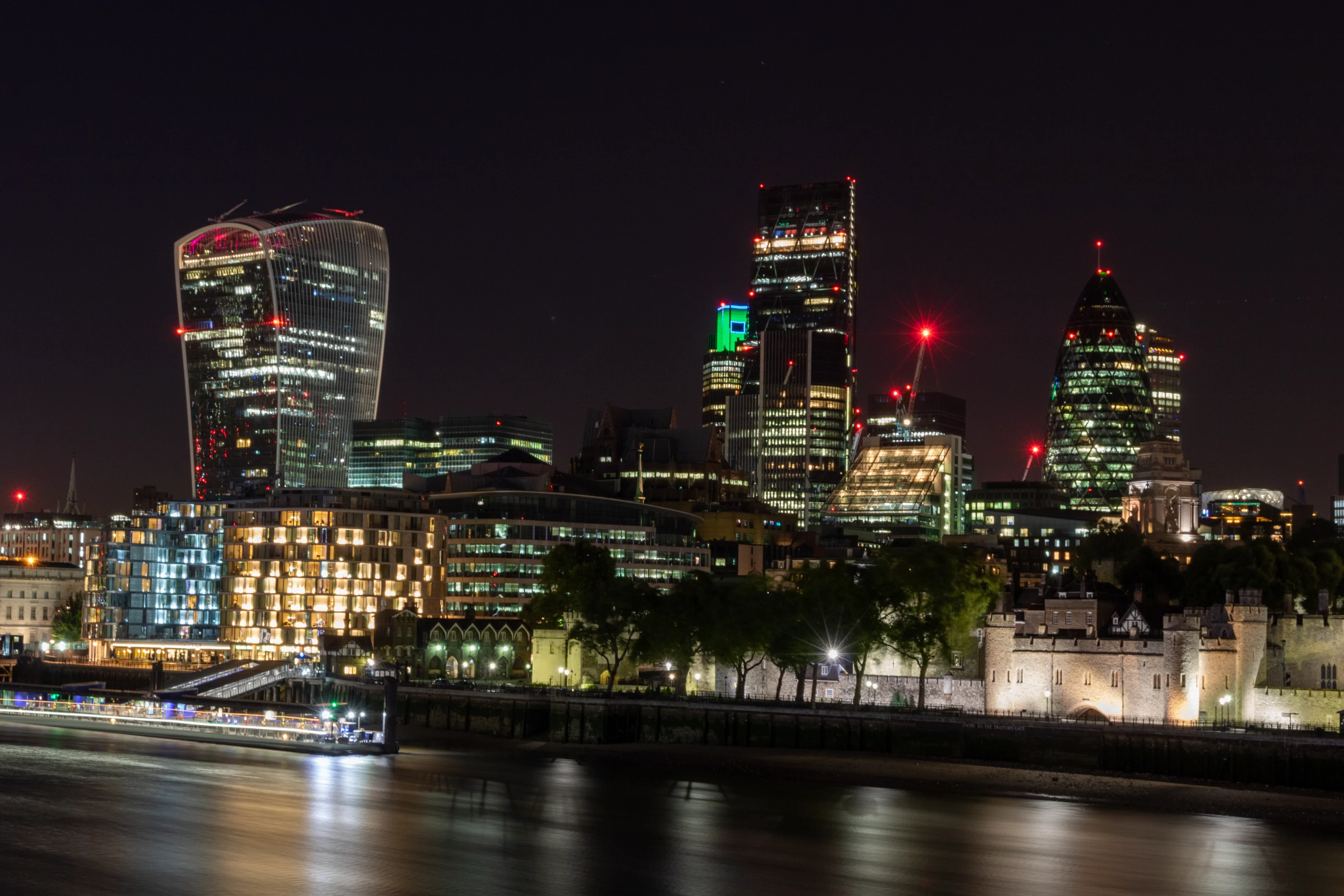 London skyscrapers at night